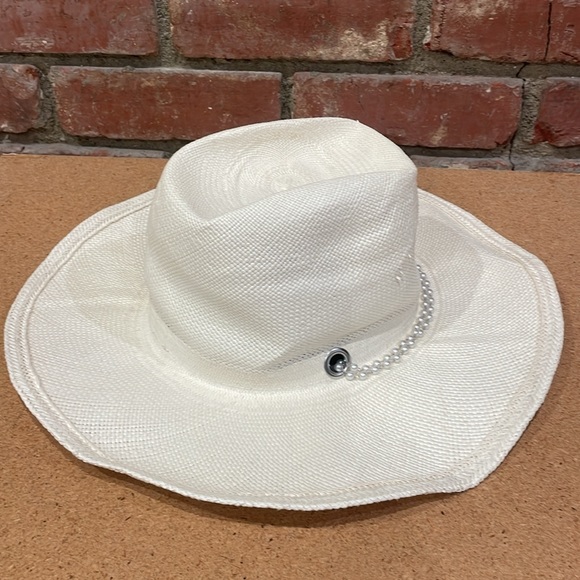 Gladys Tamez Millinery x REVOLVE Pearl Band Cowboy Handmade Hat White Size S - Picture 2 of 7